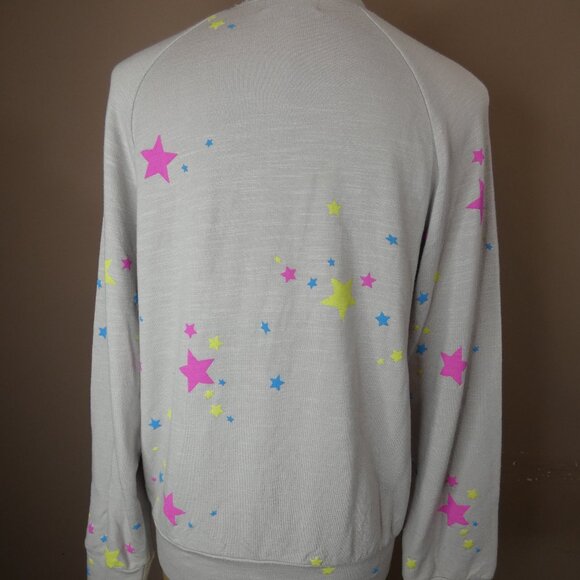 Monrow Women's XS Star Print Boyfriend Sweatshirt Cotton Blend Pullover Multi - Picture 6 of 9